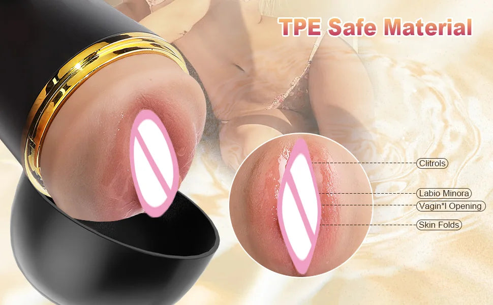 Männlicher Masturbator Cup Sexspielzeug für Männer Realistischer Taschenmuschi-Vibrator Erwachsenenbedarf Lebensechte Vagina-Textur Penis-Stimulator
