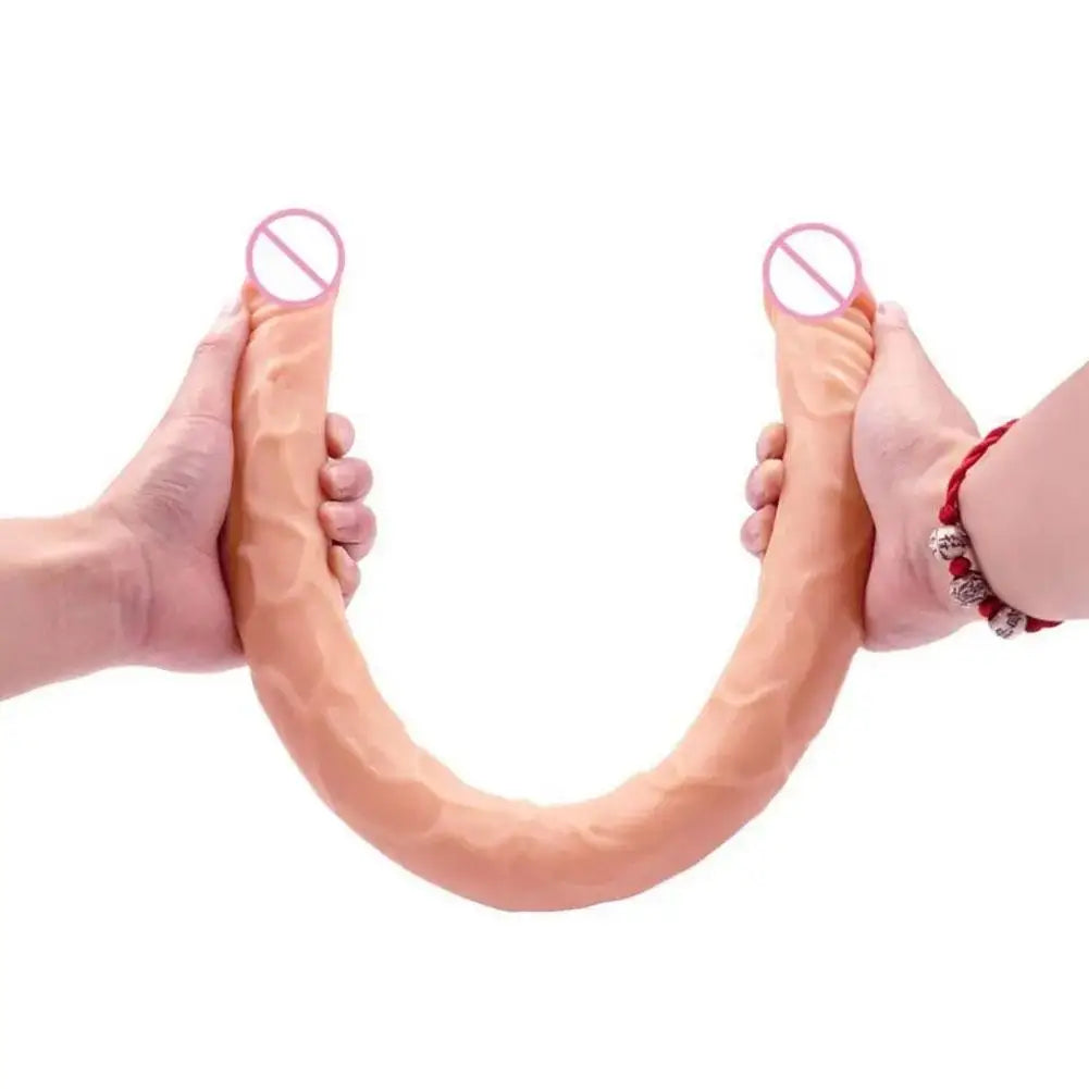 Consolador de doble extremo para mujeres, flexible, realista, doble penetración, juguete para adultos para estimulación vaginal y anal, para lesbianas, doble pene.