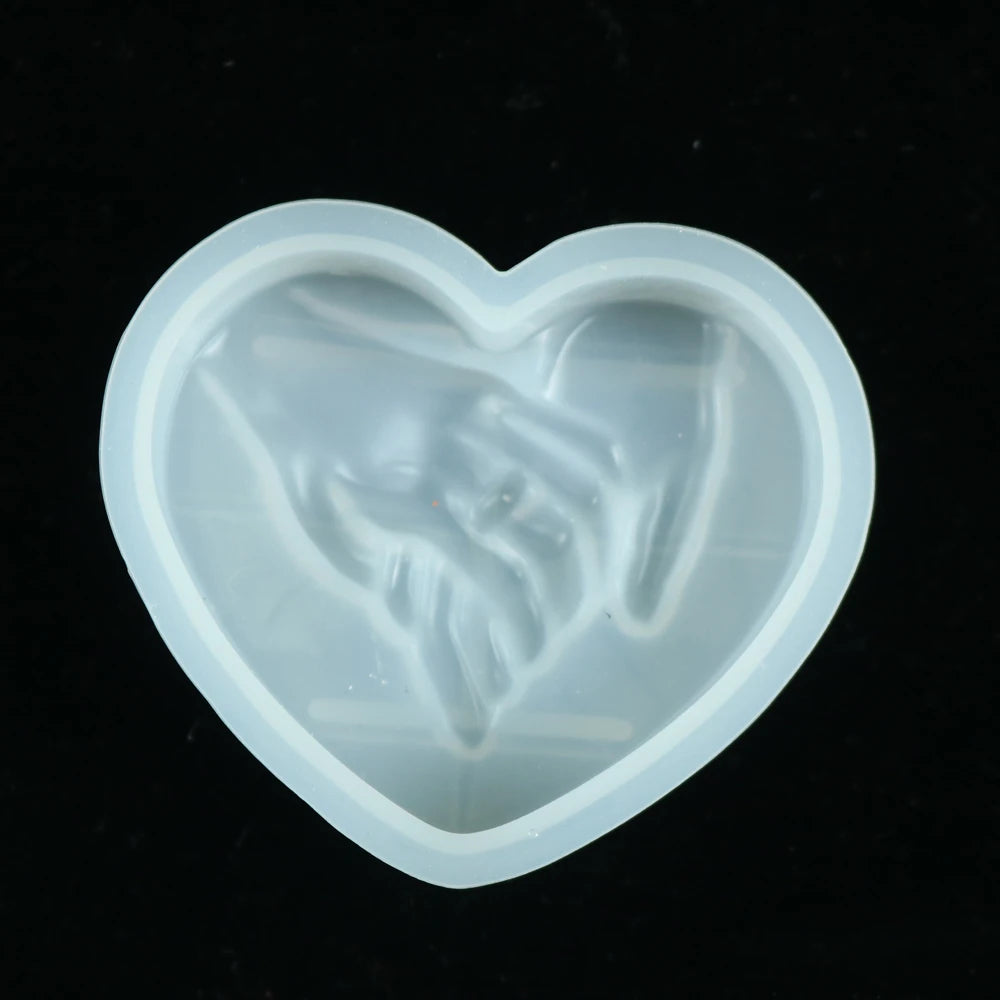 Romantic Couple Hand-in-Heart Silicone Candle Mold DIY Valentine's Day Scented Wax & Soap DIY Love-Themed Craft Molds