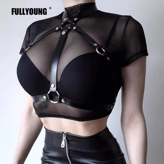 BDSM Leder Body Harness für Frauen Sexy Bondage Dessous Strumpfband Gürtel Erotik Harness Frau Käfig Taille Hosenträger Gothic Kleidung
