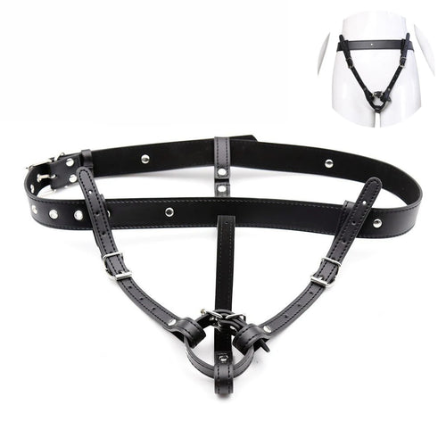 Soporte para vibrador BDSM, vibrador de bondage, juguetes sexuales de cuero, arnés con correa, cinturón de castidad para orgasmos forzados, para juegos de adultos.