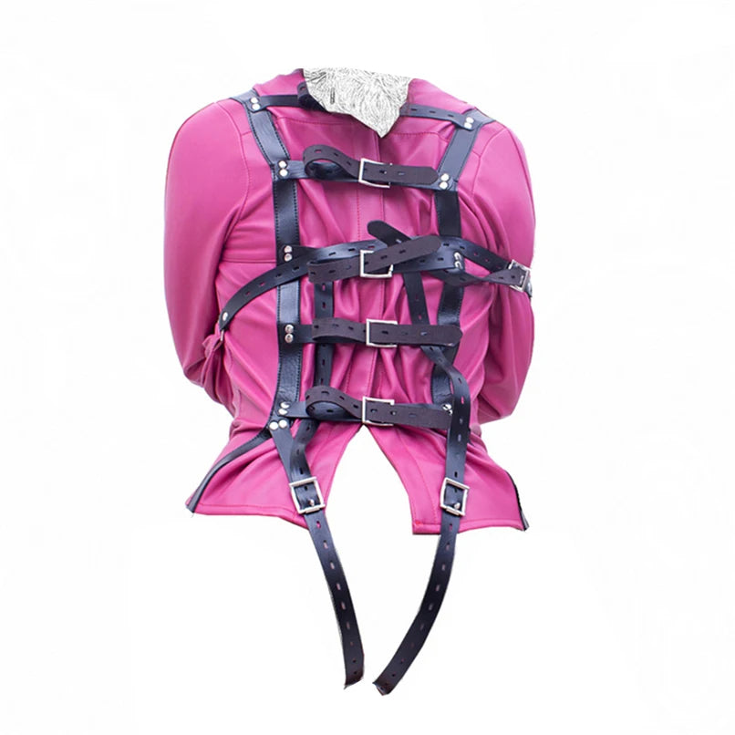 Brazalete de cuero BDSM, juguete sexual con camisa de fuerza, cinturón ajustable de bondage, disfraz sexy de esclava para cosplay para mujer.