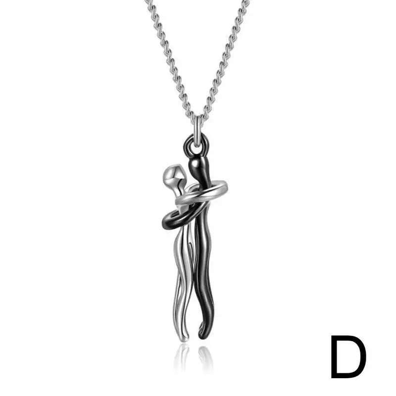 Couple's Two Color Necklace Personalized Fashion Lovers Together Forever Pendants Collarbone Chain Jewelry Gift