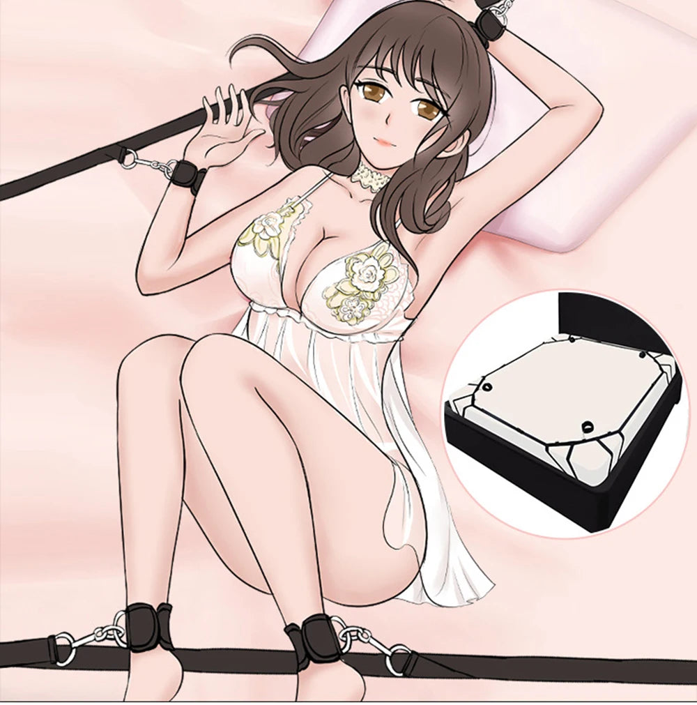 Esposas sexuales para ataduras de cama BDSM, esposas para tobillos, kit sexual sádico para esclavos SM, juego sexual para parejas, kit de herramientas para adultos mayores de 18 años, juguetes sexuales