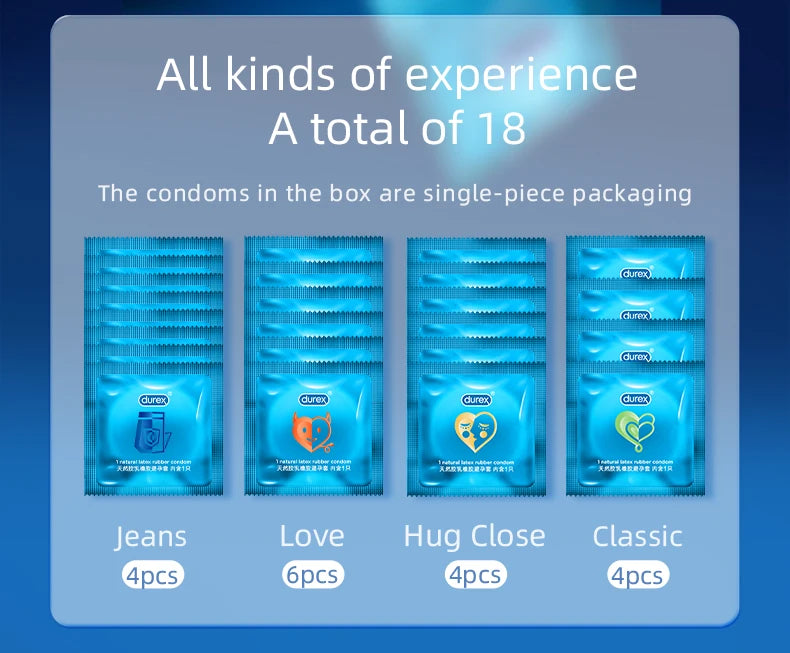 Durex Kondome Gemischte Packung Penishülle Intimartikel Naturlatex Glatt Gleitmittel für Erwachsene Kondome für Männer