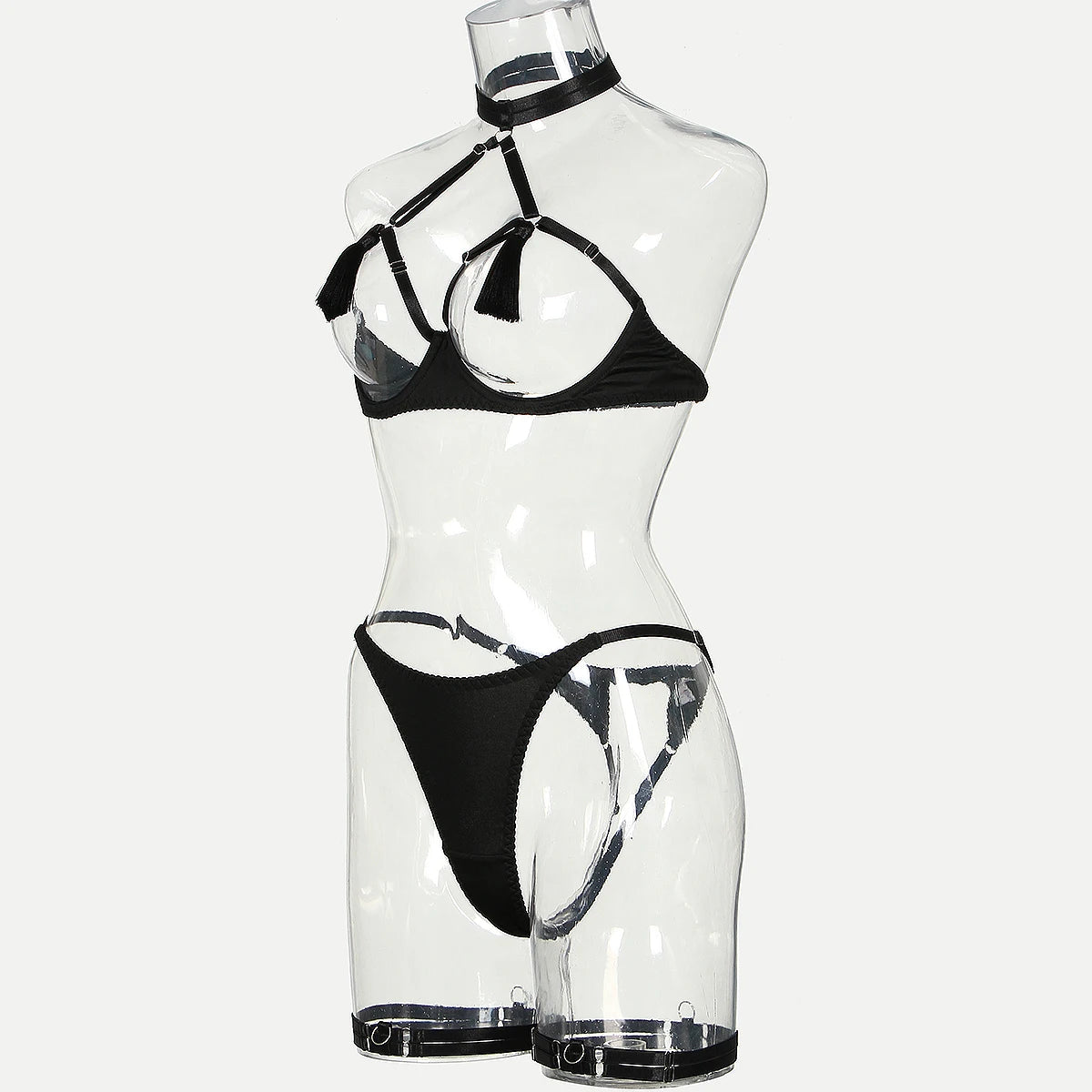 MUZISKAT Lencería sexy Conjunto de sujetador transparente Lencería erótica caliente Tanga Conjunto erótico sexy