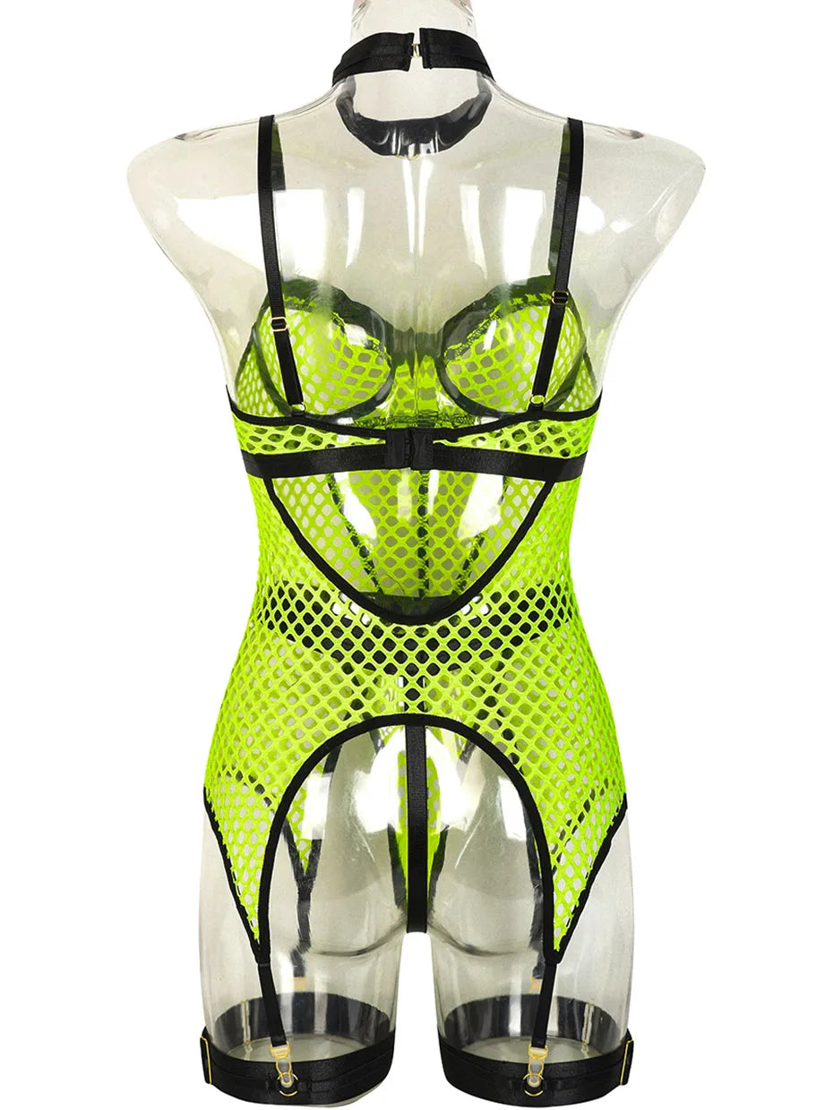 Conjunto de lencería sexy JSY para mujer, ropa interior corporal, camisón de malla transparente, ropa de dormir, lencería erótica, disfraces porno