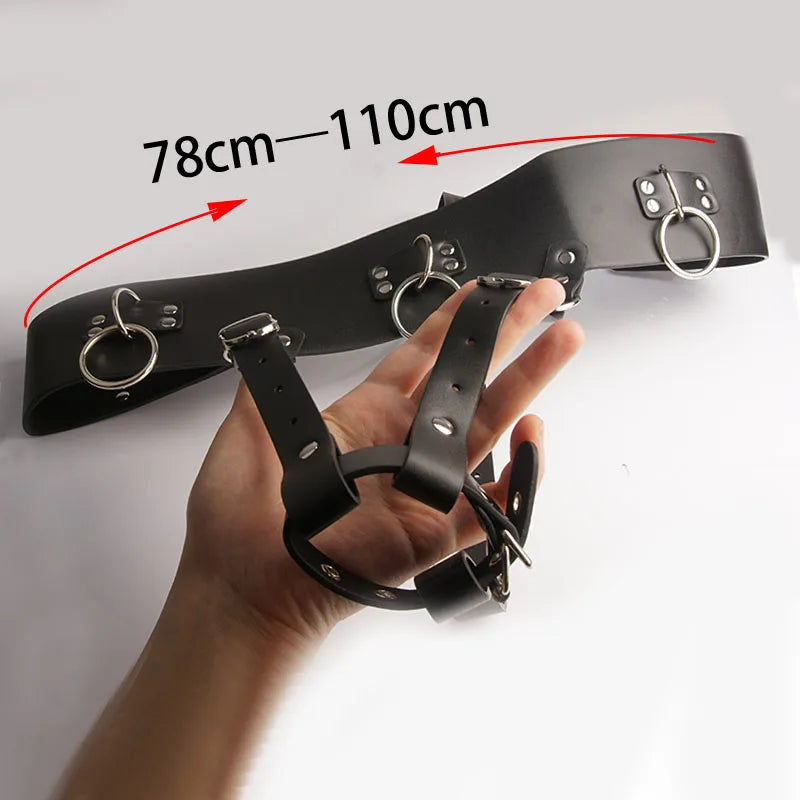 BDSM Leder AV Zauberstab Vibrator Halter Harness Frau, Zwangs Orgasmus Sex Anzug Dessous, Bondage Fesseln, Keuschheitsgürtel, Spiele für Erwachsene