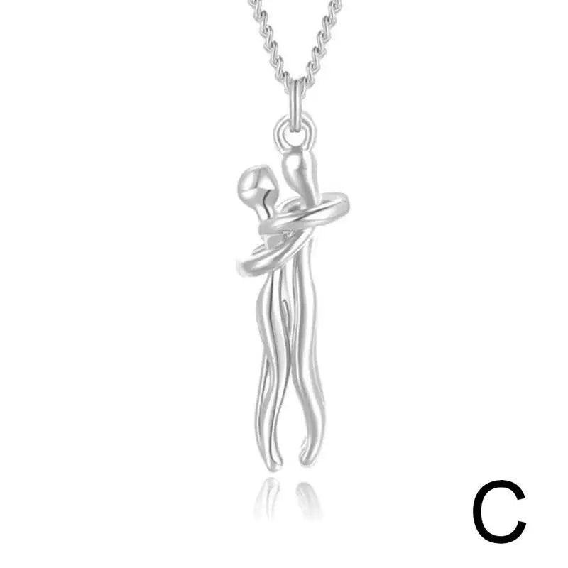 Couple's Two Color Necklace Personalized Fashion Lovers Together Forever Pendants Collarbone Chain Jewelry Gift