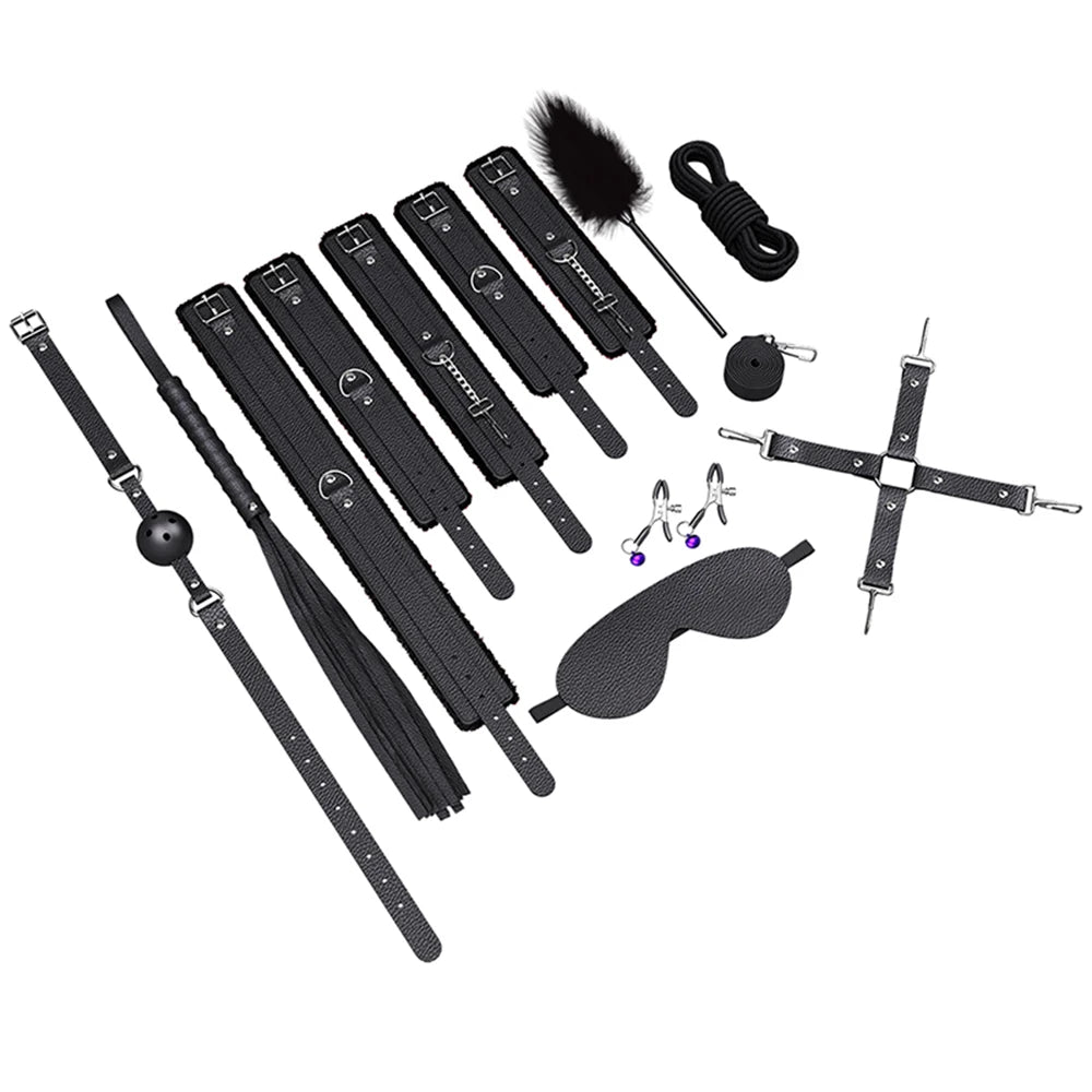 Kit de ataduras para cama con correas ajustables BDSM para parejas, esposas y tobilleras, juego de bondage SM, juguetes sexuales para adultos