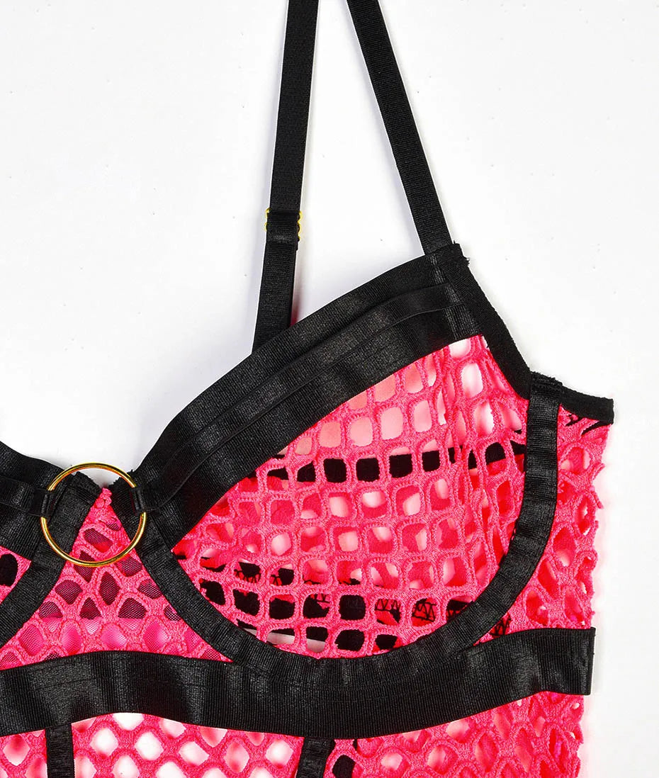 Conjunto de lencería sexy JSY para mujer, ropa interior corporal, camisón de malla transparente, ropa de dormir, lencería erótica, disfraces porno