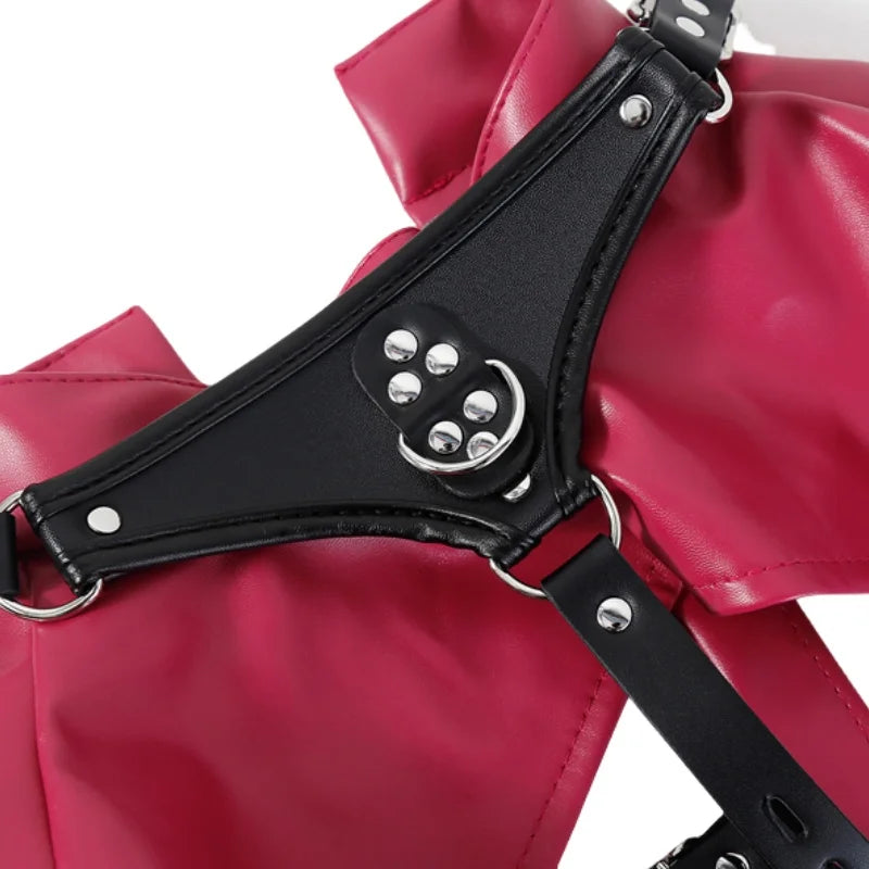 Chaqueta de cuero BDSM con sujeción ajustable para el pecho y los brazos, disfraz erótico para juegos de rol en pareja, juguetes sexuales.