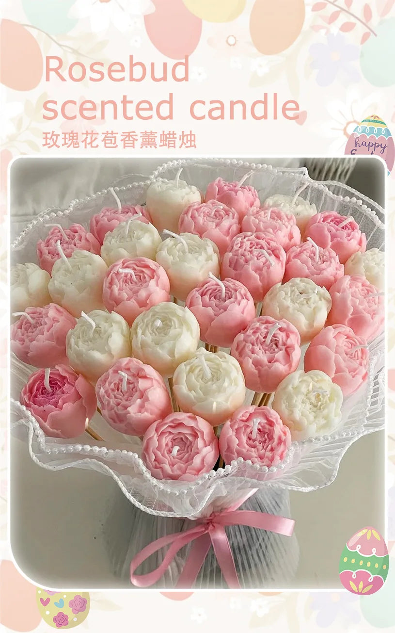 1 Stück Romantische Rosenknospen-Duftkerzen, rauchfreie Zimmer-Dekorationskerze, Valentinstag, Hochzeit, Geburtstag, Party, Dekoration, Geschenke