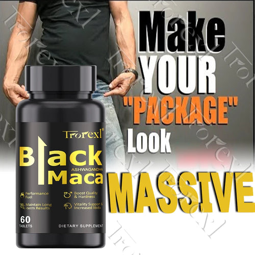 Maca negra natural para potenciar la erección, suplementos para aumentar el volumen y la fuerza masculina, cápsula de máxima resistencia para hombres.