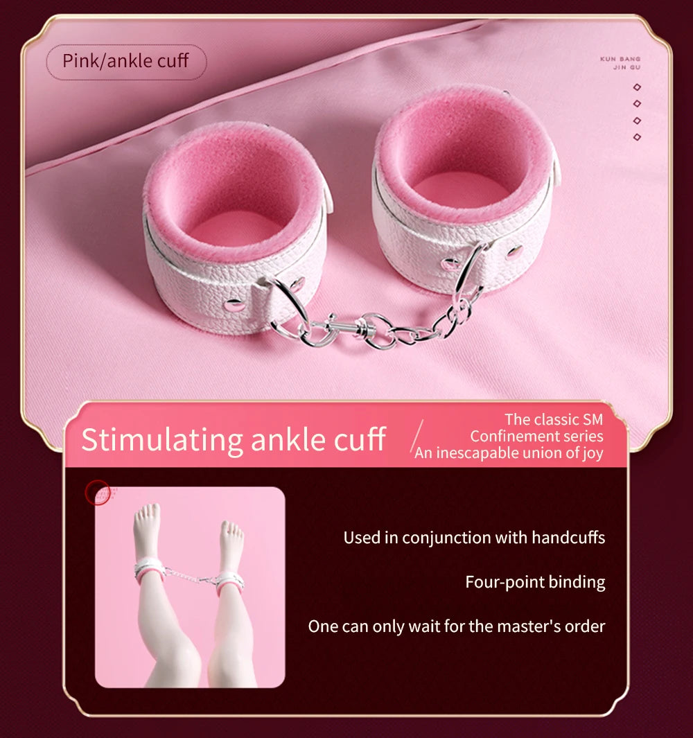 BDSM Bondage Set Restraint Erwachsene Spiel Handschellen Halsband Handgelenk Mundknebel Strap Fetisch SM Sexspielzeug für Frauen Paare Produkt