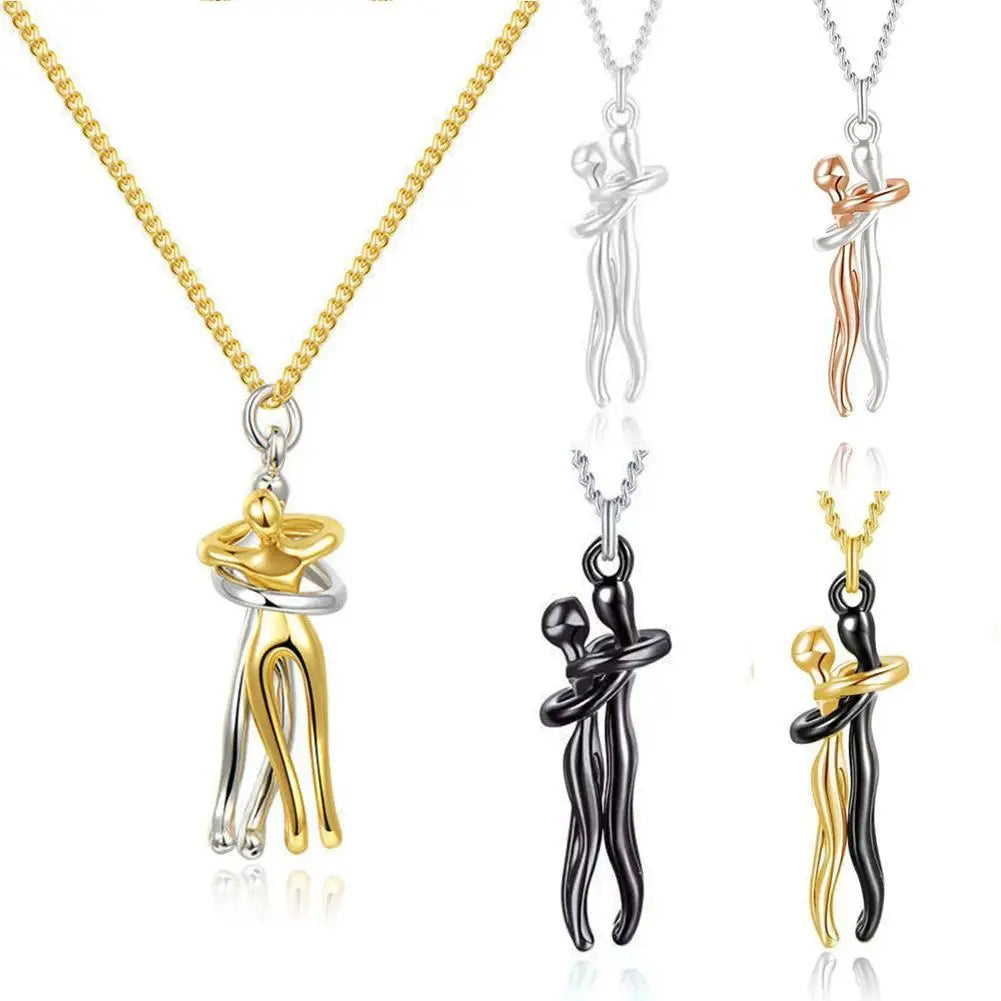 Couple's Two Color Necklace Personalized Fashion Lovers Together Forever Pendants Collarbone Chain Jewelry Gift