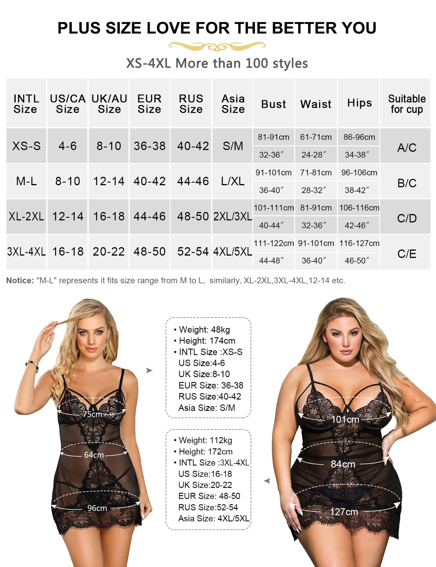 Camisón para mujer, lencería sexy de talla grande XXXL 5XL, encaje de pestañas suaves, disfraces eróticos transparentes, lencería babydoll, bustier.