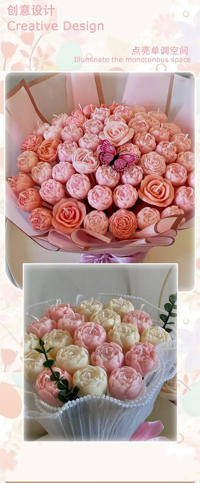 1 Stück Romantische Rosenknospen-Duftkerzen, rauchfreie Zimmer-Dekorationskerze, Valentinstag, Hochzeit, Geburtstag, Party, Dekoration, Geschenke