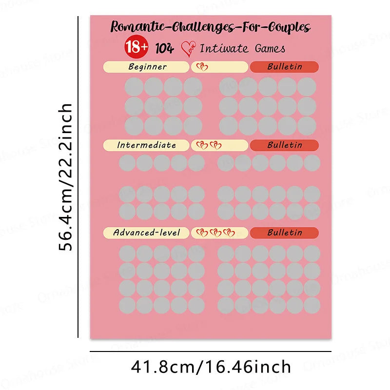 ¡Desafío de intimidad para parejas, edición avanzada! ¡104 carteles íntimos sorpresa para rascar para parejas!