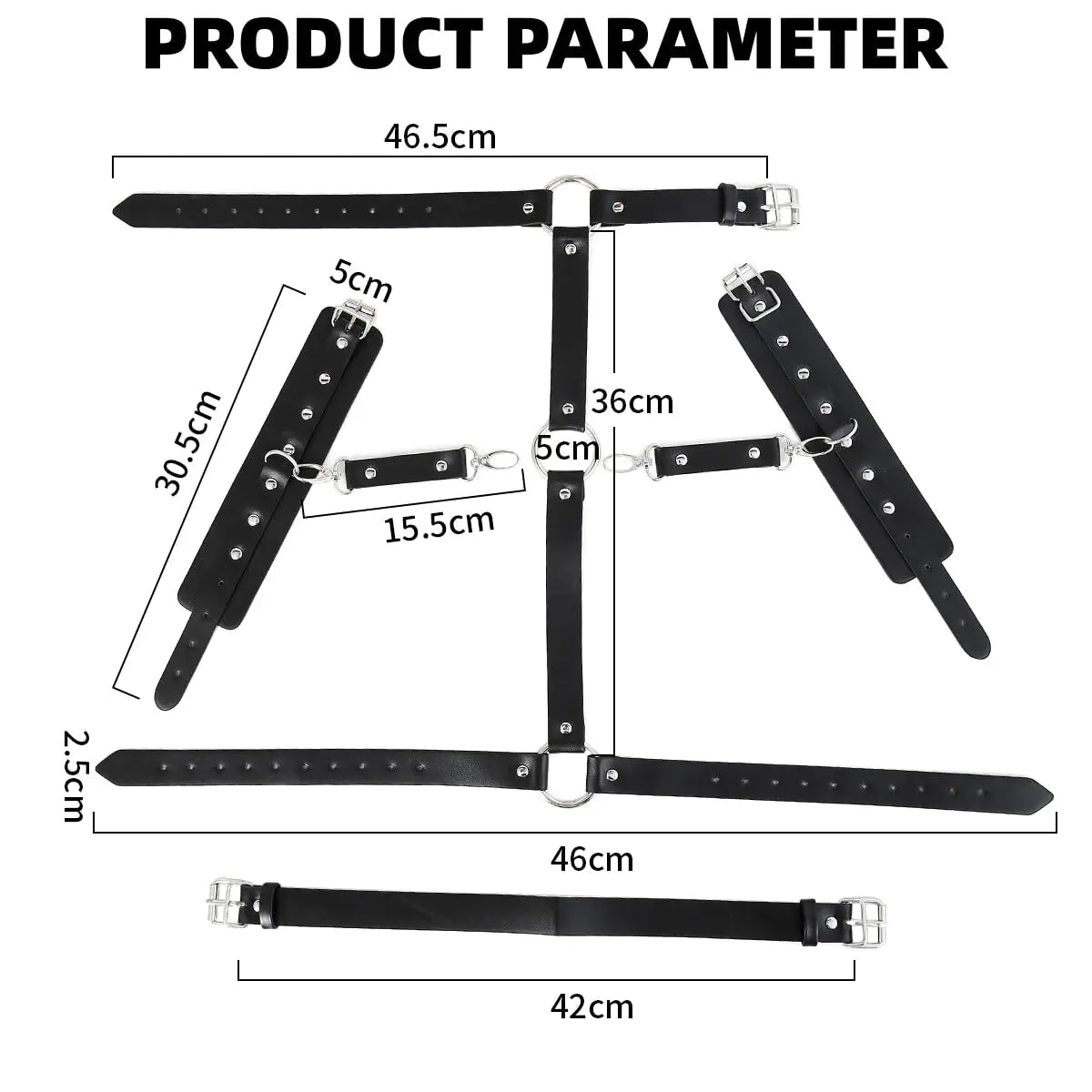 Esposas de sujeción BDSM, juguetes sexuales, correas ajustables de cuero PU para juegos SM para adultos, cuello a muñeca, detrás de la espalda