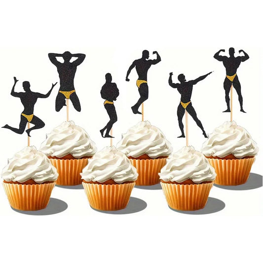 12Pcs Bachelorette Party Cupcake Toppers Beefcake Cupcake Picks Wedding Engagement Bridal Shower Birthday Party Decorations
