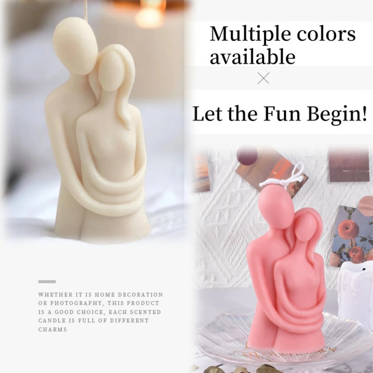 3D Embracing Men Women Scented Candle Simple Couple Lover Body Soy Wax Aroma Candle Home Wedding Supplies Unique Festive Gifts