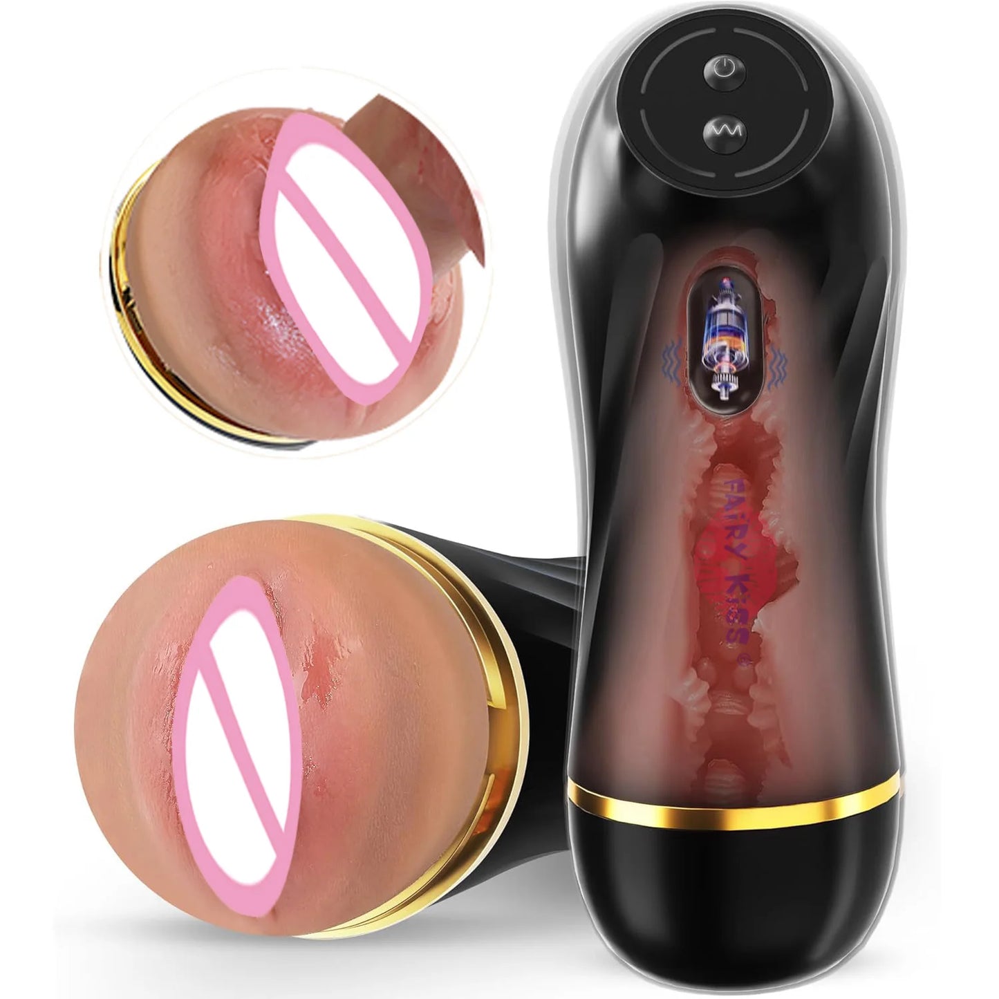 Männlicher Masturbator Cup Sexspielzeug für Männer Realistischer Taschenmuschi-Vibrator Erwachsenenbedarf Lebensechte Vagina-Textur Penis-Stimulator