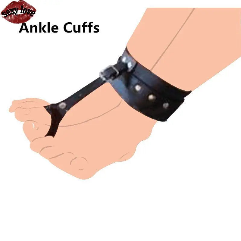 Esposas de entrenamiento BDSM para hombres y mujeres adultos, accesorios de ataduras sexuales, juego de cuero para dedos de los pies y coqueteos para parejas
