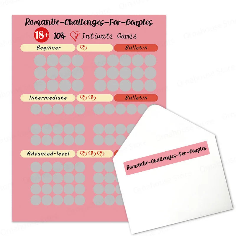 ¡Desafío de intimidad para parejas, edición avanzada! ¡104 carteles íntimos sorpresa para rascar para parejas!