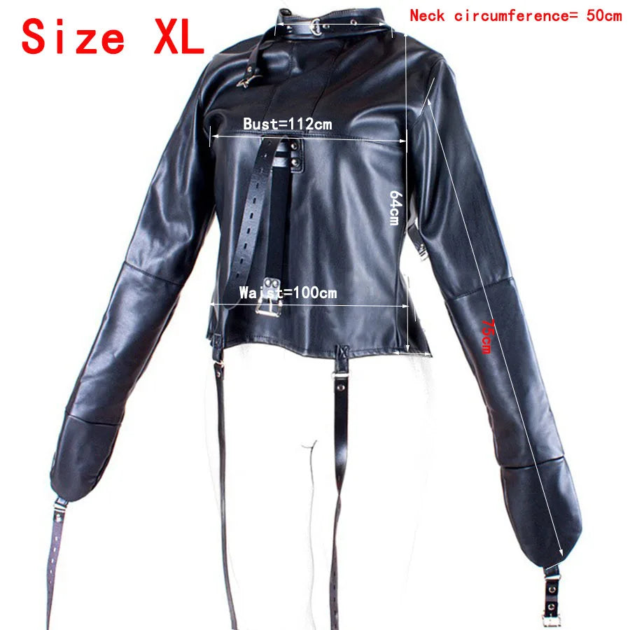 Brazalete de cuero BDSM, juguete sexual con camisa de fuerza, cinturón ajustable de bondage, disfraz sexy de esclava para cosplay para mujer.