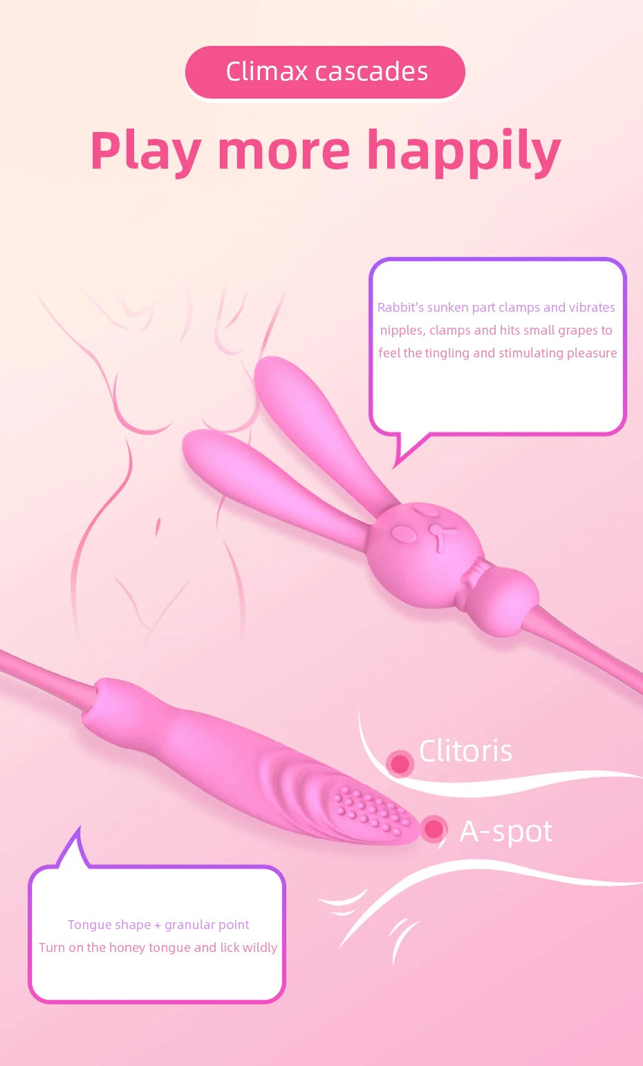 Vibrator 3 Köpfe 7 Frequenz Nippel Vagina Massager G-Punkt Klitoris Vergnügen Orgasmus Stimulator Sex Spielzeug für Frauen