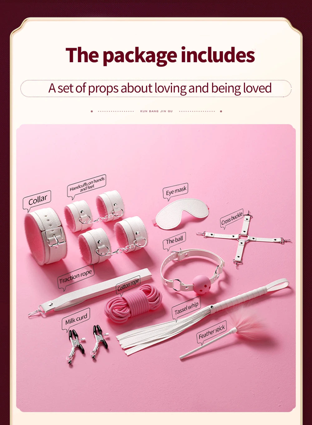 BDSM Bondage Set Restraint Erwachsene Spiel Handschellen Halsband Handgelenk Mundknebel Strap Fetisch SM Sexspielzeug für Frauen Paare Produkt