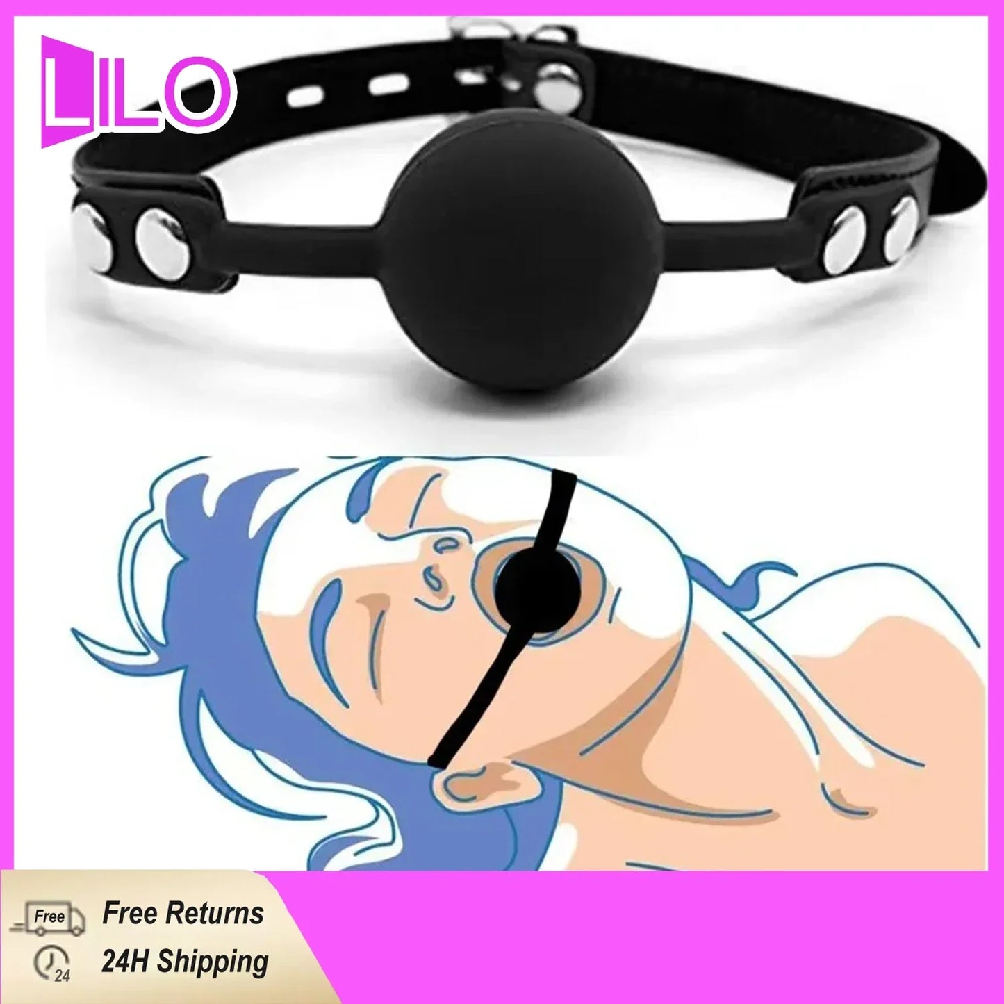 Mordaza de boca ajustable BDSM, bola de cuero sintético para adultos, juego de rol fetiche, accesorios para parejas, juguetes sexuales de bondage