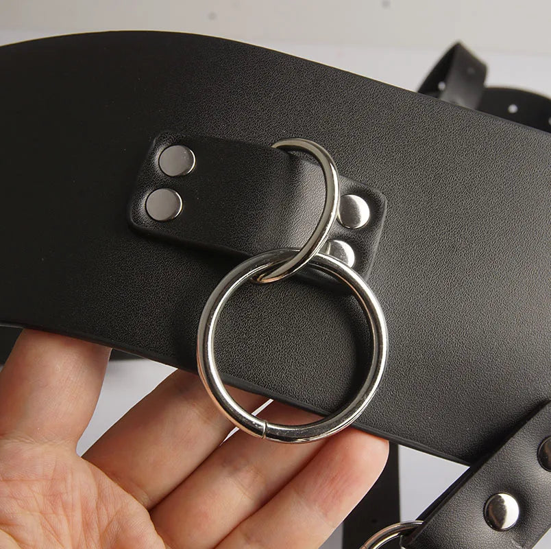 BDSM Leder AV Zauberstab Vibrator Halter Harness Frau, Zwangs Orgasmus Sex Anzug Dessous, Bondage Fesseln, Keuschheitsgürtel, Spiele für Erwachsene