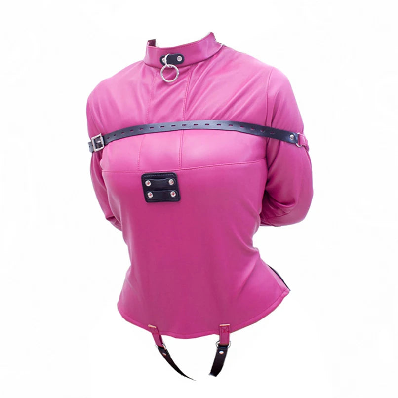 Brazalete de cuero BDSM, juguete sexual con camisa de fuerza, cinturón ajustable de bondage, disfraz sexy de esclava para cosplay para mujer.