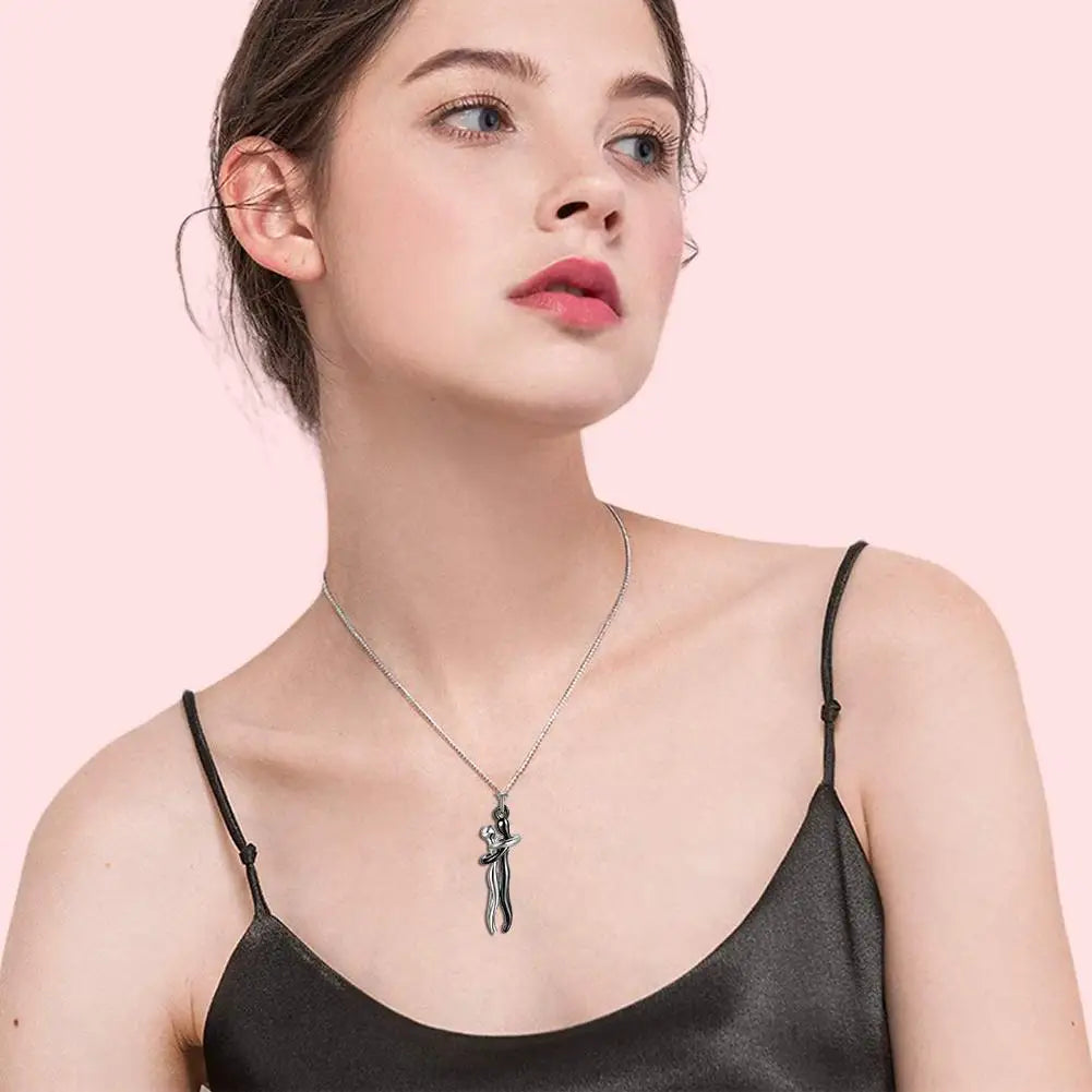 Couple's Two Color Necklace Personalized Fashion Lovers Together Forever Pendants Collarbone Chain Jewelry Gift