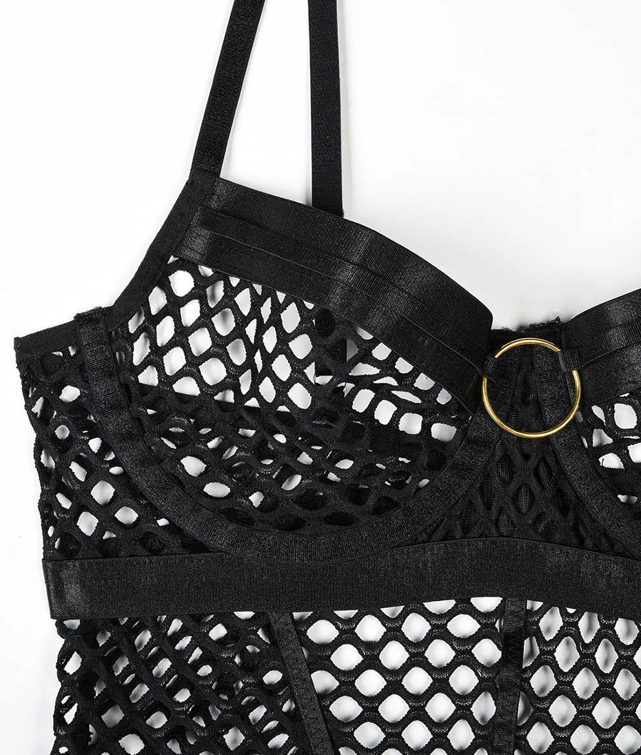 Conjunto de lencería sexy JSY para mujer, ropa interior corporal, camisón de malla transparente, ropa de dormir, lencería erótica, disfraces porno