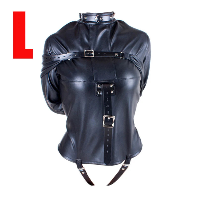 Brazalete de cuero BDSM, juguete sexual con camisa de fuerza, cinturón ajustable de bondage, disfraz sexy de esclava para cosplay para mujer.