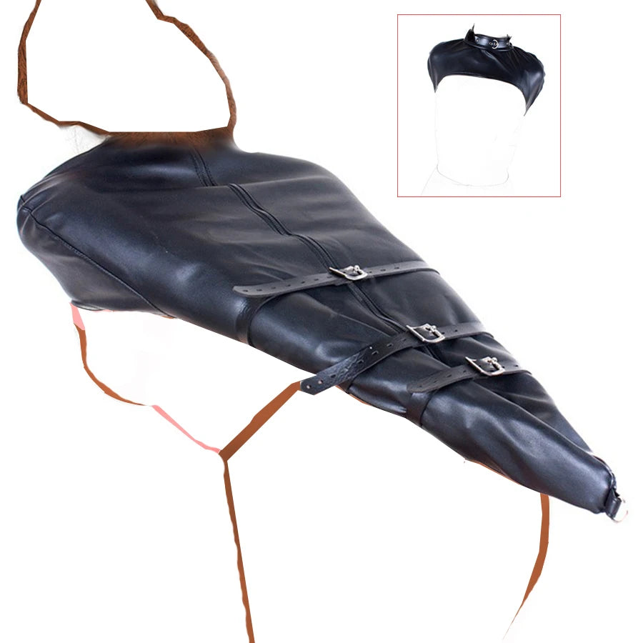 BDSM Sex Bondage Arm Binder, Detrás de la espalda, Camisa de fuerza, SM Leather Arm Binder Restraint, Guante de esclavo con cerradura y correa de hombro