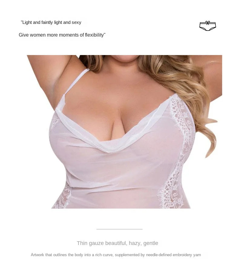 Große Größe Sexy Nachthemd Sex Anzug Spitze Perspektive Fett Sexy Sex Unterwäsche Sexy Dessous Sex Tols für Mädchen Plus Größe Dessous