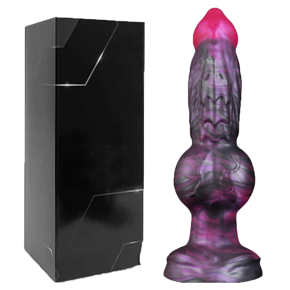 Consolador con forma de perro, tapón anal, pene grande y grueso, silicona líquida, para mujeres y hombres, estimulador del punto G y la próstata, productos para adultos para juegos previos.