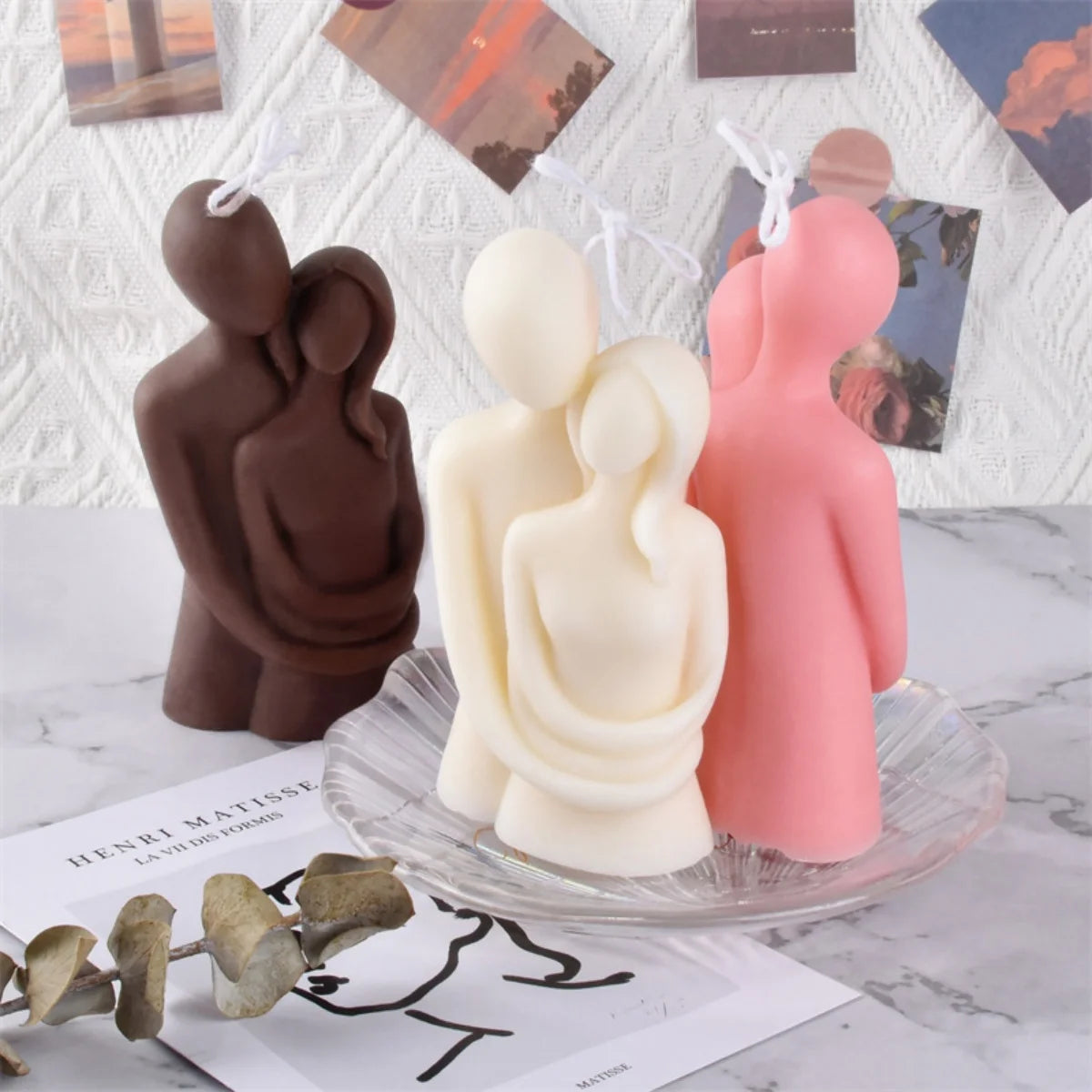 3D Embracing Men Women Scented Candle Simple Couple Lover Body Soy Wax Aroma Candle Home Wedding Supplies Unique Festive Gifts