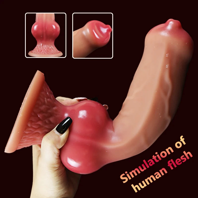 Consolador de perro/consolador enorme de animal realista con ventosa, tapón anal grande, pene gigante monstruoso, suministros para adultos para hombres y mujeres