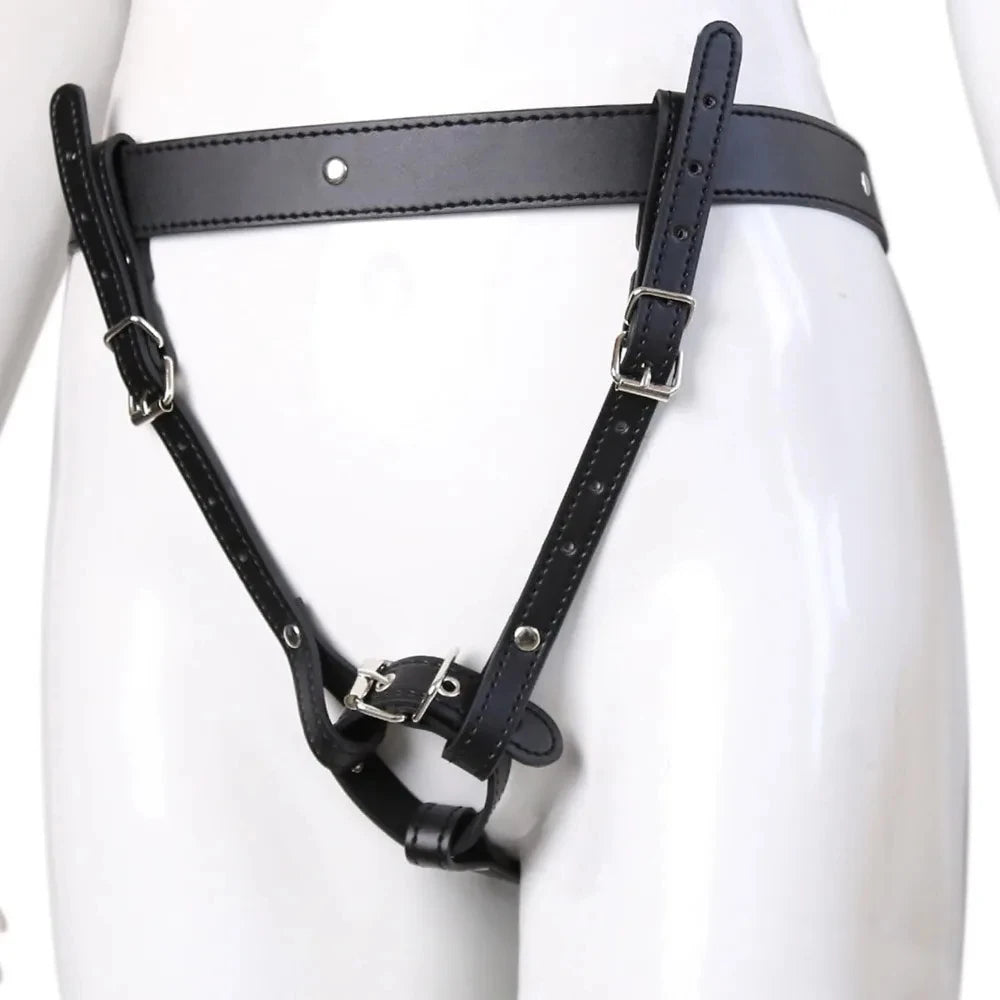 Soporte para vibrador BDSM, vibrador de bondage, juguetes sexuales de cuero, arnés con correa, cinturón de castidad para orgasmos forzados, para juegos de adultos.