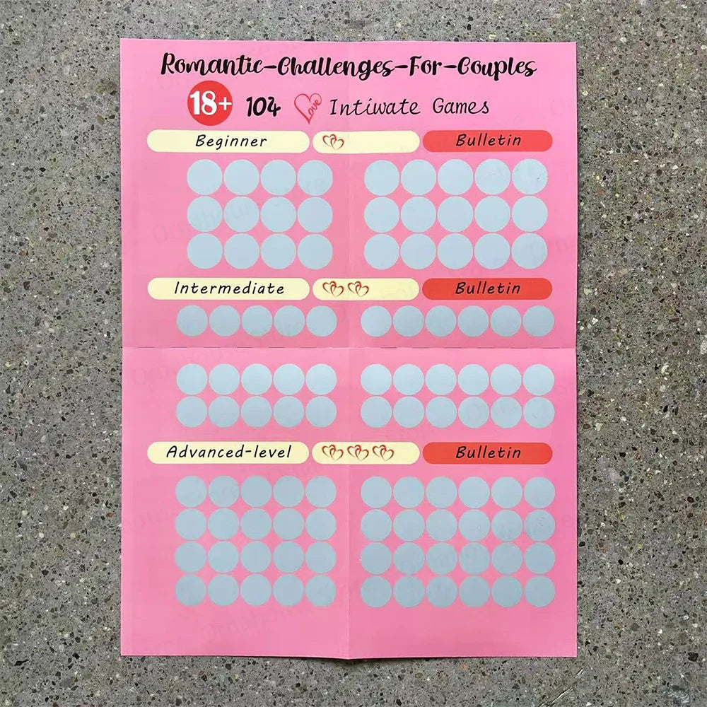 ¡Desafío de intimidad para parejas, edición avanzada! ¡104 carteles íntimos sorpresa para rascar para parejas!