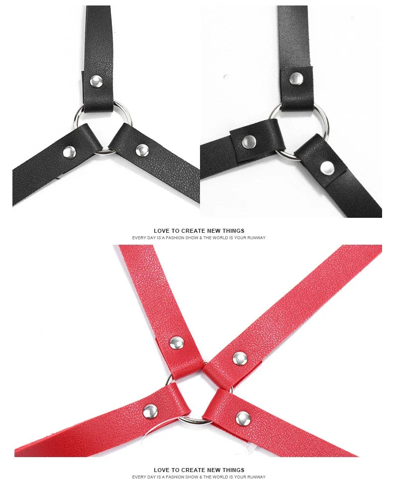 Arnés gótico BDSM de cuero sintético para glúteos y ligas, conjunto de lencería sexy para mujer, arnés de piernas para bondage corporal BDSM, conjuntos eróticos fetiche