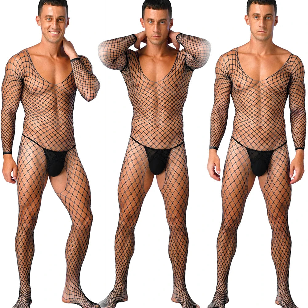 Juguete sexual sexy para parejas adultas 2025, lencería de rejilla para hombre, monos, babydoll transparente para hombre, ropa de dormir, ropa interior porno para caballeros.