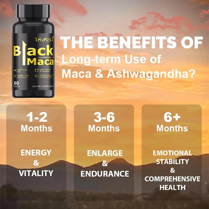 Männliche Steigerung der Libido Bio-Maca - 60 Tabletten 100 % rein Nicht-GVO Unterstützt reproduktive Gesundheit Natürlicher Energiespender Schnell wirkend