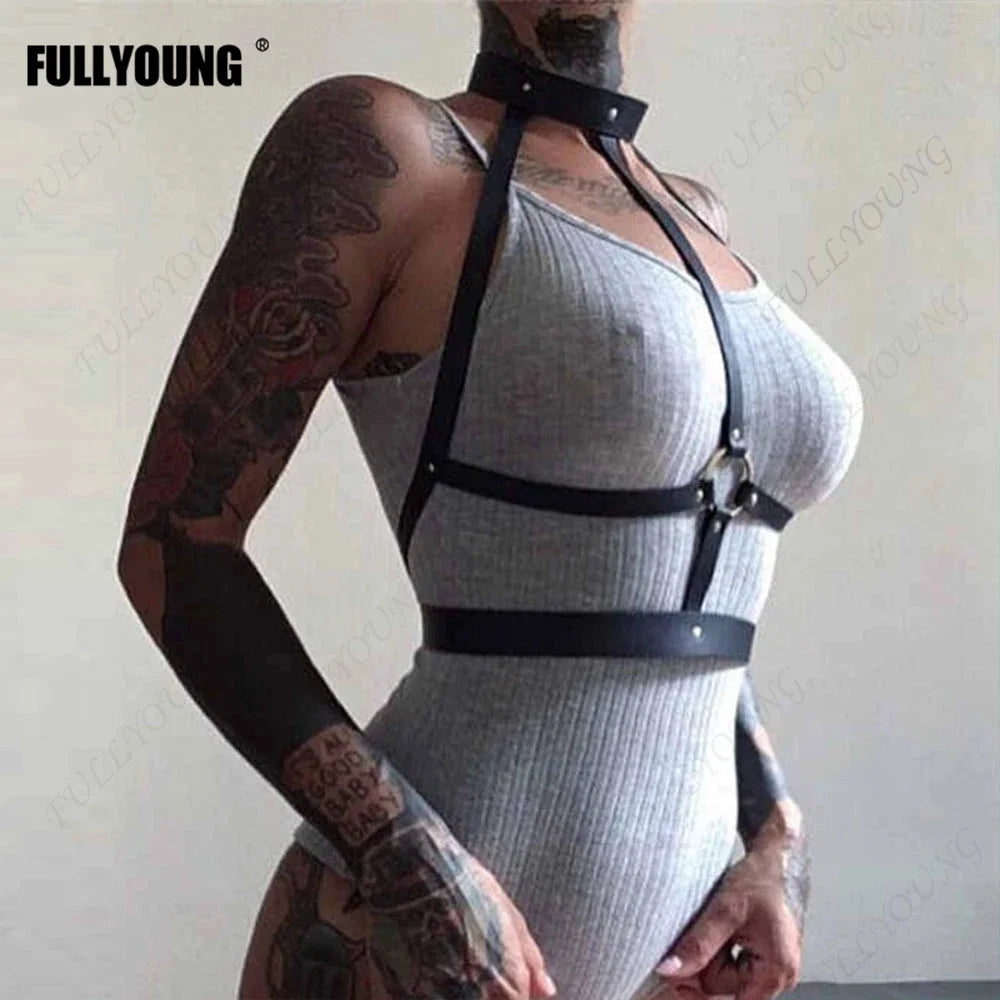 BDSM Leder Body Harness für Frauen Sexy Bondage Dessous Strumpfband Gürtel Erotik Harness Frau Käfig Taille Hosenträger Gothic Kleidung