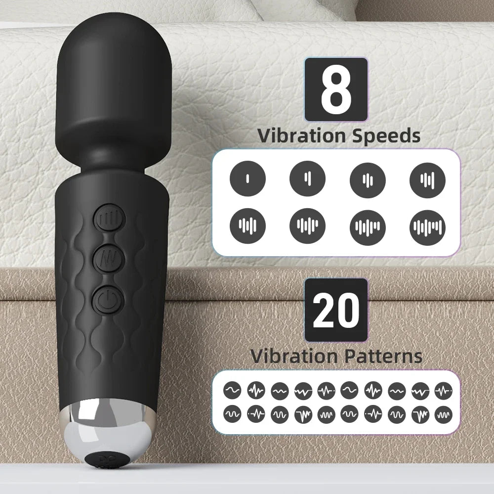 Vibrador AV potente de 20 velocidades para mujeres, estimulador de clítoris, punto G y pezón, varita mágica, consolador, masturbación femenina, juguetes sexuales para adultos.